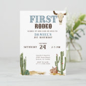 ブルーファースト・ロデオ・ウェスタン・カウボーイ1st誕生日 招待状 (スタンド正面)