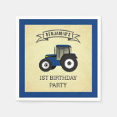 ブルーファームトラクター子供の誕生日パーティー スタンダードカクテルナプキン (正面)