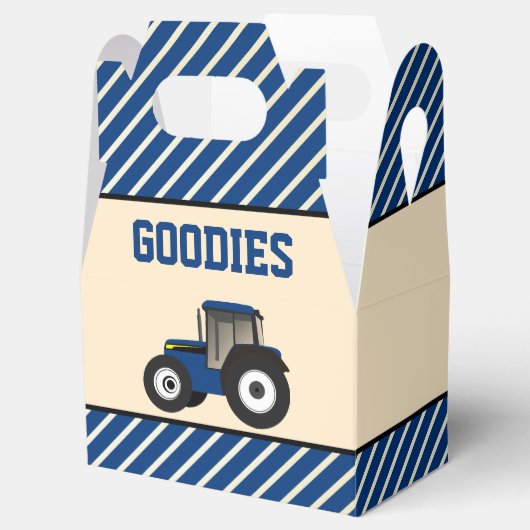 ブルーファームトラクター子供の誕生日パーティー フェイバーボックス (オープン)