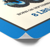 ブルーファームトラクター赤ちゃん誕生統計 ポスター (角)