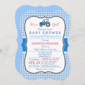 ブルーファームトラクター、カントリーガールベビーシャワー 招待状 (正面/裏面)