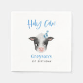 ブルーファーム牛誕生日紙ナプキン スタンダードカクテルナプキン (正面)