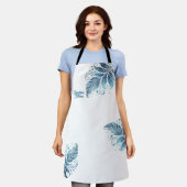 ブルーフィグラデーションリグラーリーフキッパーソナライズされたチン エプロン (着用した状態)