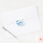 ブルーフィッシュアンドコーラル封筒用シール ラウンドシール (封筒)