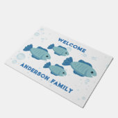 ブルーフィッシュスケッチ、漫画スタイル ドアマット (アングル)