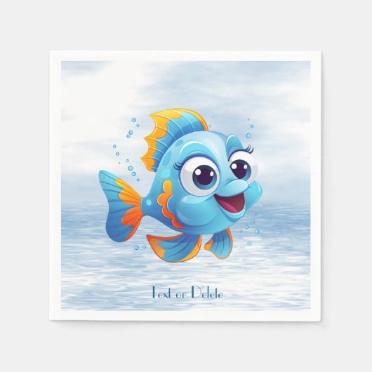 ブルーフィッシュナプキン スタンダードカクテルナプキン (正面)