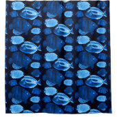 ブルーフィッシュパターン海バスルーム シャワーカーテン (正面)