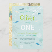 ブルーフィッシュ子供の誕生日パーティーカード