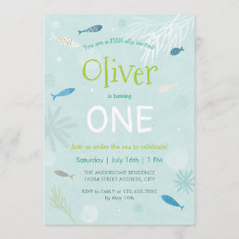 ブルーフィッシュ子供の誕生日パーティーカード 招待状