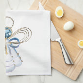 ブルーフィリグリーのクリスマス天使の信仰 キッチンタオル (四つ折り)