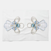 ブルーフィリグリーのクリスマス天使の信仰 キッチンタオル (横)