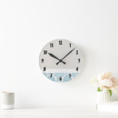 ブルーフィリグリーダマスクモノグラムイニシャルウォールクロック ラウンド壁時計 (ホーム)