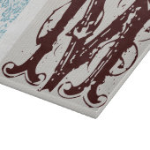 ブルーフィリグリーダマスクモノグラムガラス切断板 カッティングボード (角)