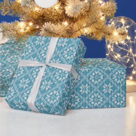 ブルーフェアアイルセーターの編み込み模様 クリスマス ラッピングペーパー