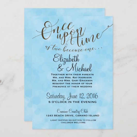 ブルーフェアユタレ結婚式招待状 招待状 (正面/裏面)