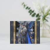 ブルーフェアリーウーマンファンタジーアート ポストカード (スタンド正面)