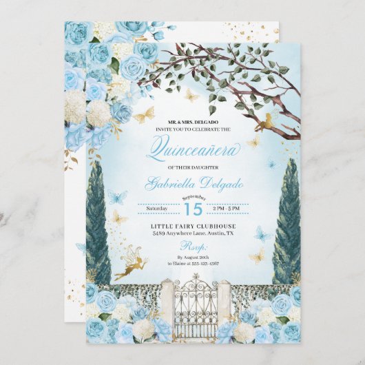 ブルーフェアリーエンチャントガーデンキンセアニェラ 招待状 (正面/裏面)