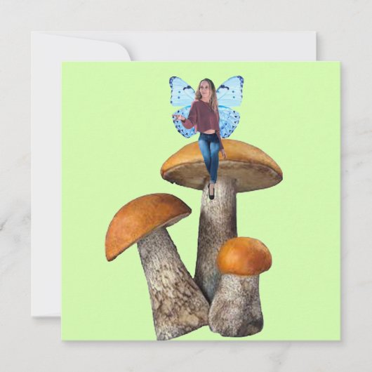 ブルーフェアリーオンマッシュルームのノートカード ノートカード (正面)