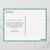 ブルーフェア島ウィンターニットパターンフォトクリスマス 箔シーズンポストカード (裏面)