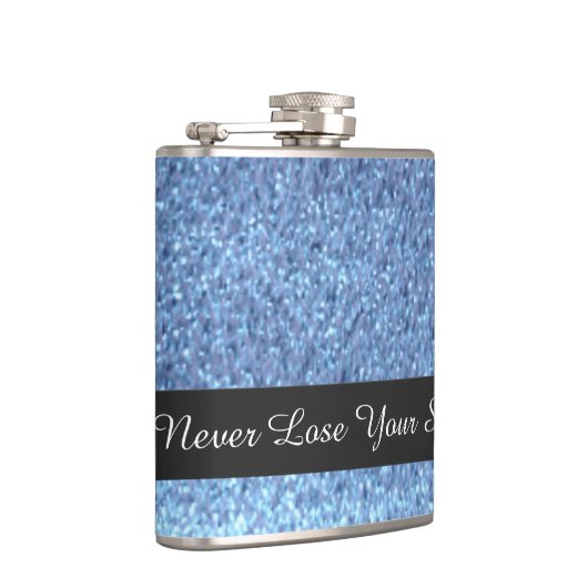 ブルーフェイクグリッターは輝きを失わない フラスク (右)