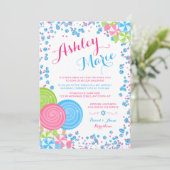 ブルーフェイクグリッターキャンディバルミツワー招待状 招待状 (スタンド正面)