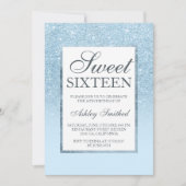 ブルーフェイクグリッターシエレガントック甘い16 招待状 (正面)