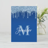 ブルーフェイクグリッタードリップス50誕生日 招待状 (スタンド正面)