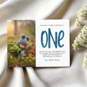 ブルーフェイクグリッター1st誕生日ありがとうはがき ポストカード