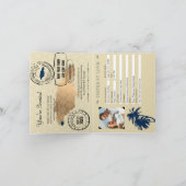 ブルーフェイクゴールドフォイル結婚ジャマイカ 招待状 (内部)