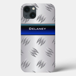 ブルーフェイクシルバーダイヤモンドプレートiPad Mini ケース