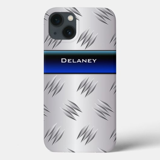 ブルーフェイクシルバーダイヤモンドプレートiPad Mini ケース Case-Mate iPhoneケース (裏面)