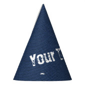 ブルーフェイクジーンズパーティーハットとカスタム文字 パーティーハット (左)