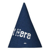 ブルーフェイクジーンズパーティーハットとカスタム文字 パーティーハット (右)