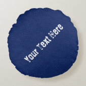 ブルーフェイクデニムラウンド枕カスタム文字 ラウンドクッション (正面)