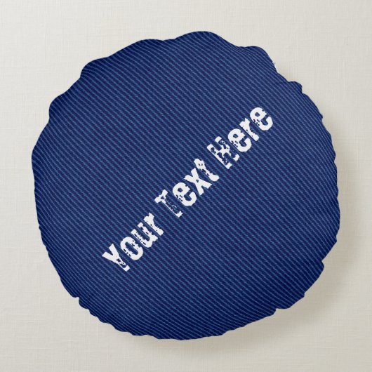 ブルーフェイクデニムラウンド枕カスタム文字 ラウンドクッション (裏面)