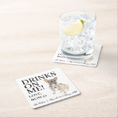 ブルーフェイントリコラーフレンキフランスのブルドッグ結婚ズ スクエアペーパーコースター (インサイチュ)