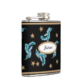 ブルーフェザーと金ゴールドスターズボホスタイルオンブラック フラスク (右)