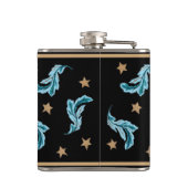 ブルーフェザーと金ゴールドスターズボホスタイルオンブラック フラスク (裏面)