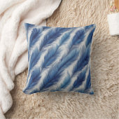 ブルーフェザーパターンアートプリント クッション (ブランケット)