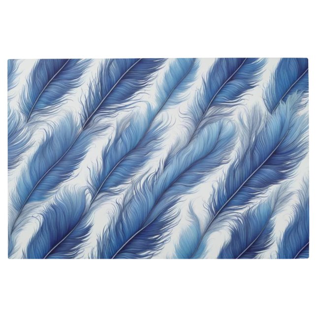 ブルーフェザーパターンアートプリント メタルプリント (正面)
