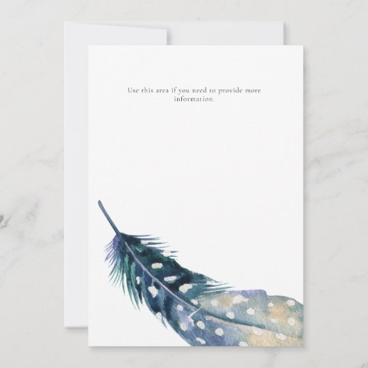 ブルーフェザー少年ベビーシャワー招待状 招待状 (裏面)