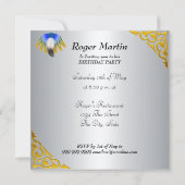 ブルーフェザー銀金ゴールド枠 招待状 (裏面)