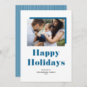 ブルーフェスティバルはっきりしたタイポグラフィハッピーホリデーズフォト シーズンカード (正面/裏面)