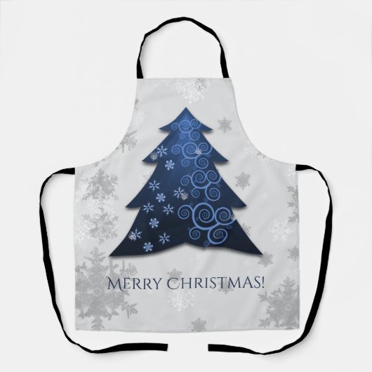ブルーフェスティバルクリスマスツリーオールオーバープリントエプロン エプロン (正面)