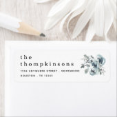 ブルーフェスティバル花模様名差出人住所クリスマス ラベル (インサイチュ)