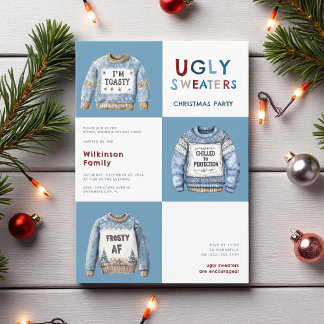 ブルーフェスティバル醜いクリスマスセーターパーティー 招待状