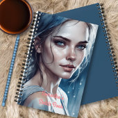 ブルーフェミニンヒュースの美しい女性ポートレート ノートブック
