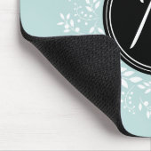 ブルーフェミニン淡い色のフローラリースモノグラム マウスパッド (コーナー)