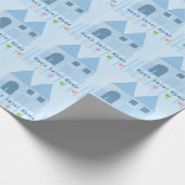 ブルーフェンスカラフルホームチューリップニューホームオーナー ラッピングペーパー (角)