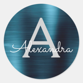 ブルーフォイルガーリーメタリモノグラムのック結婚ス ラウンドシール